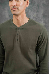 Recycled Waffle Henley | Forest Melange | Bridge & Burn