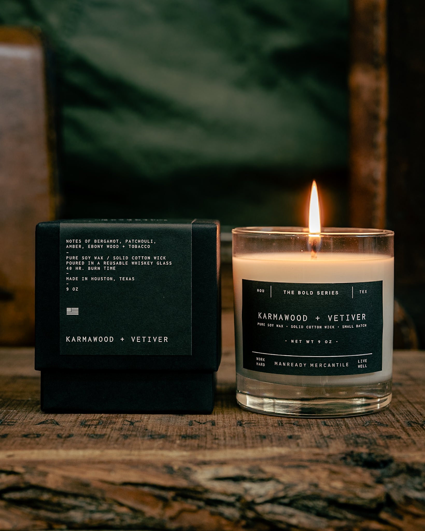 tobacco and vetiver candle + Cardamom - Apothecary 8 oz poured using 100% premium soy wax Trapp - House Box Candle