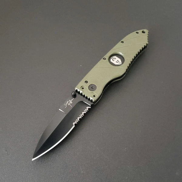 Hoffner Folding Snap Knife | Black Combo Blade | Hoffner Knives