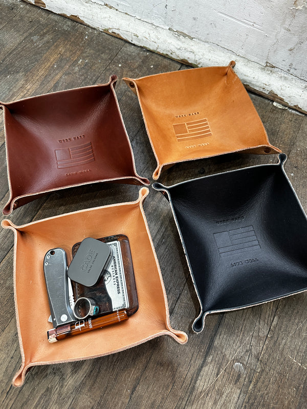 Leather Valet Tray | Work Hard Live Well | Manready Mercantile