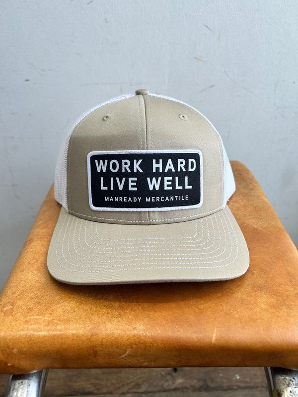112 Richardson Hat | Work Hard Live Well | Black + White | Manready Mercantile