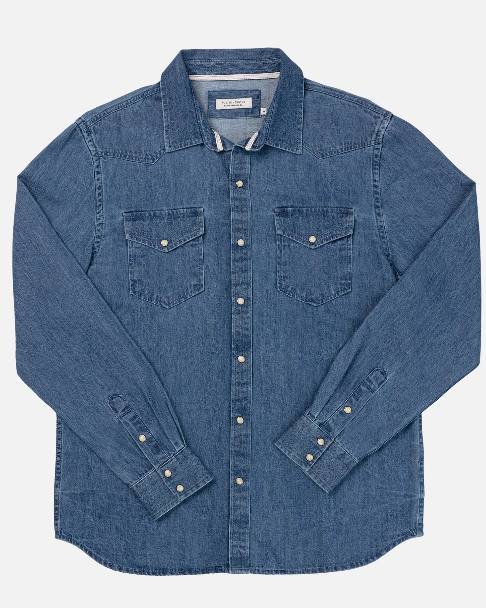 Mid Weight Western Denim Shirt | Medium Wash | Ace Rivington