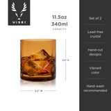 Admiral Hand Etched Crystal Rocks Glasses | Amber | Viski