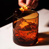 Admiral Hand Etched Crystal Rocks Glasses | Amber | Viski