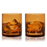 Admiral Hand Etched Crystal Rocks Glasses | Amber | Viski