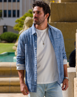 Double Gauze L/S Tailored Shirt | Indigo | Ace Rivington