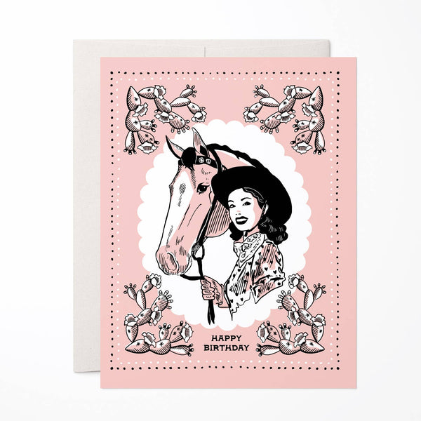 Vintage Cowgirl Birthday Card | Antiquaria