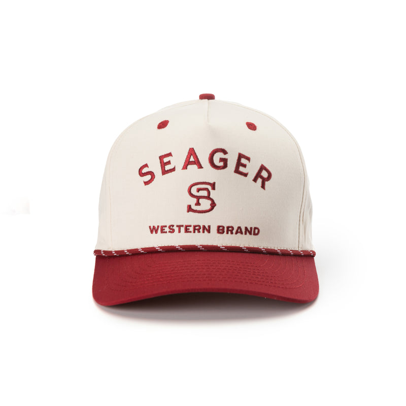 Branded Snapback | Cream + Maroon | Seager Co.