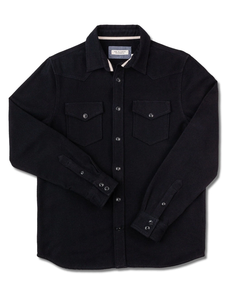 Winter Flannel Western Shirt | Black Black | Ace Rivington