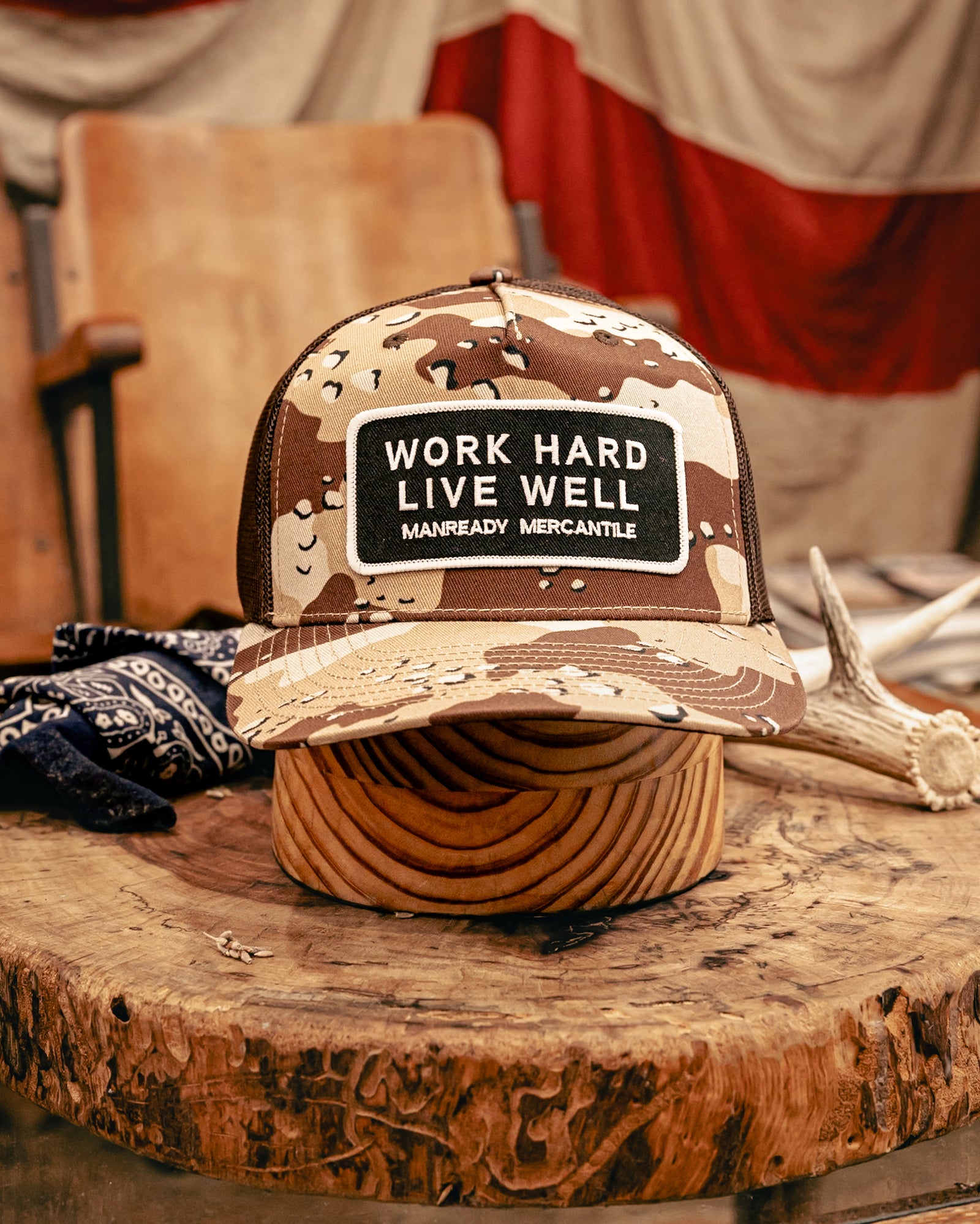 112 Richardson Hat | Work Hard Live Well | Black + White