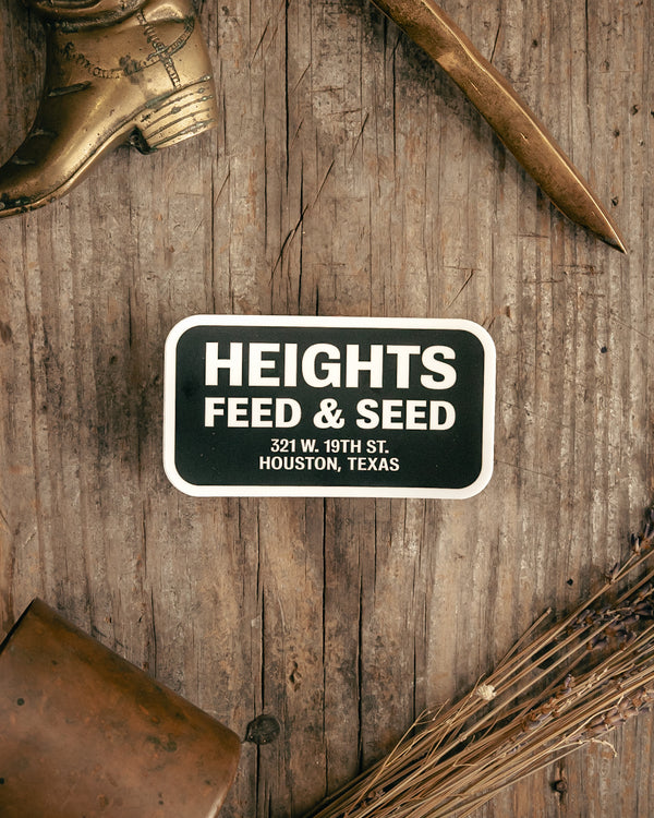Sticker | Heights Feed & Seed | White & Black | Manready Mercantile