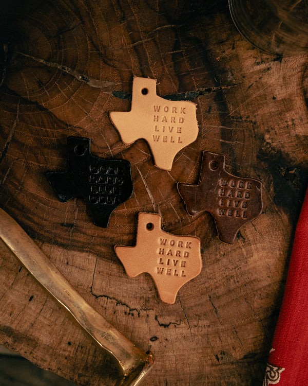 Leather Texas Key Tag | Work Hard Live Well | Manready Mercantile