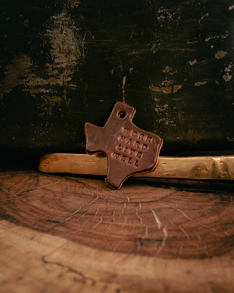 Leather Texas Key Tag | Work Hard Live Well | Manready Mercantile