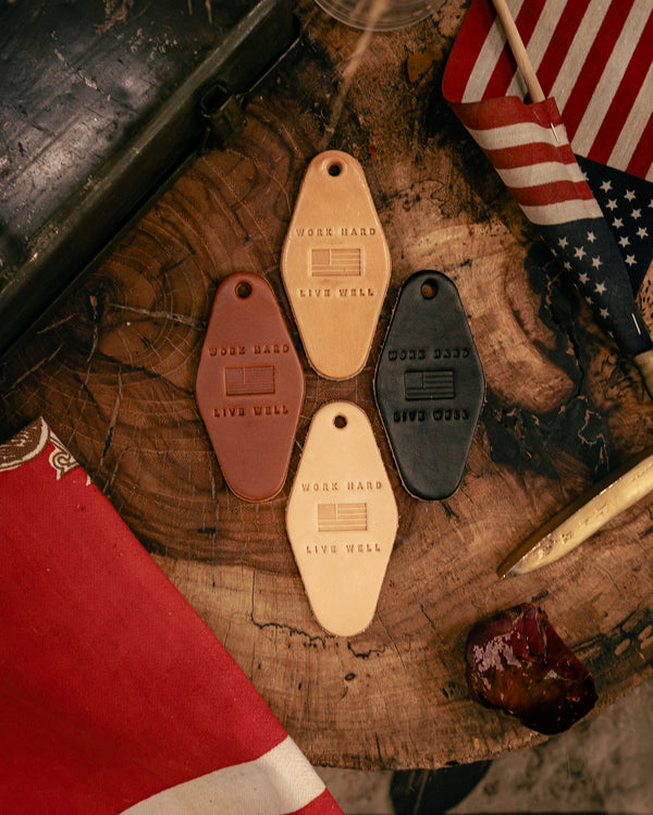 Leather Motel Key Tag | Work Hard Live Well | Manready Mercantile