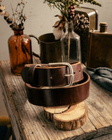 Leather Belt | Dark Brown + Nickel | Manready Mercantile