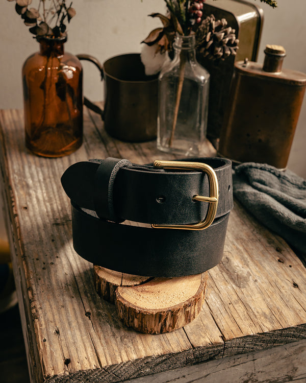 Leather Belt | Black + Brass | Manready Mercantile