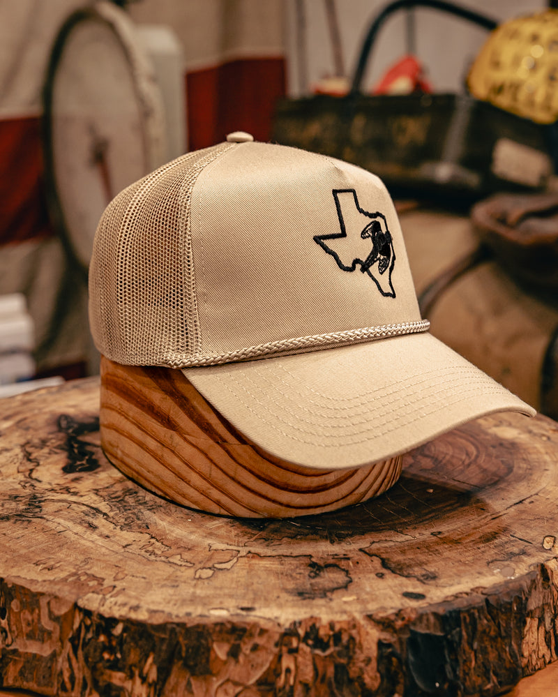 Embroidered Trucker Hat  | Texas Outline Dove | Khaki | Manready Mercantile