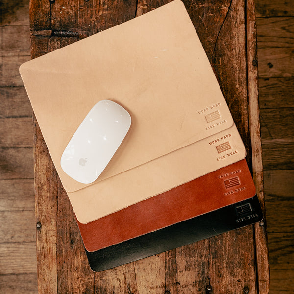 Leather Mouse Pad | Work Hard Live Well | Manready Mercantile