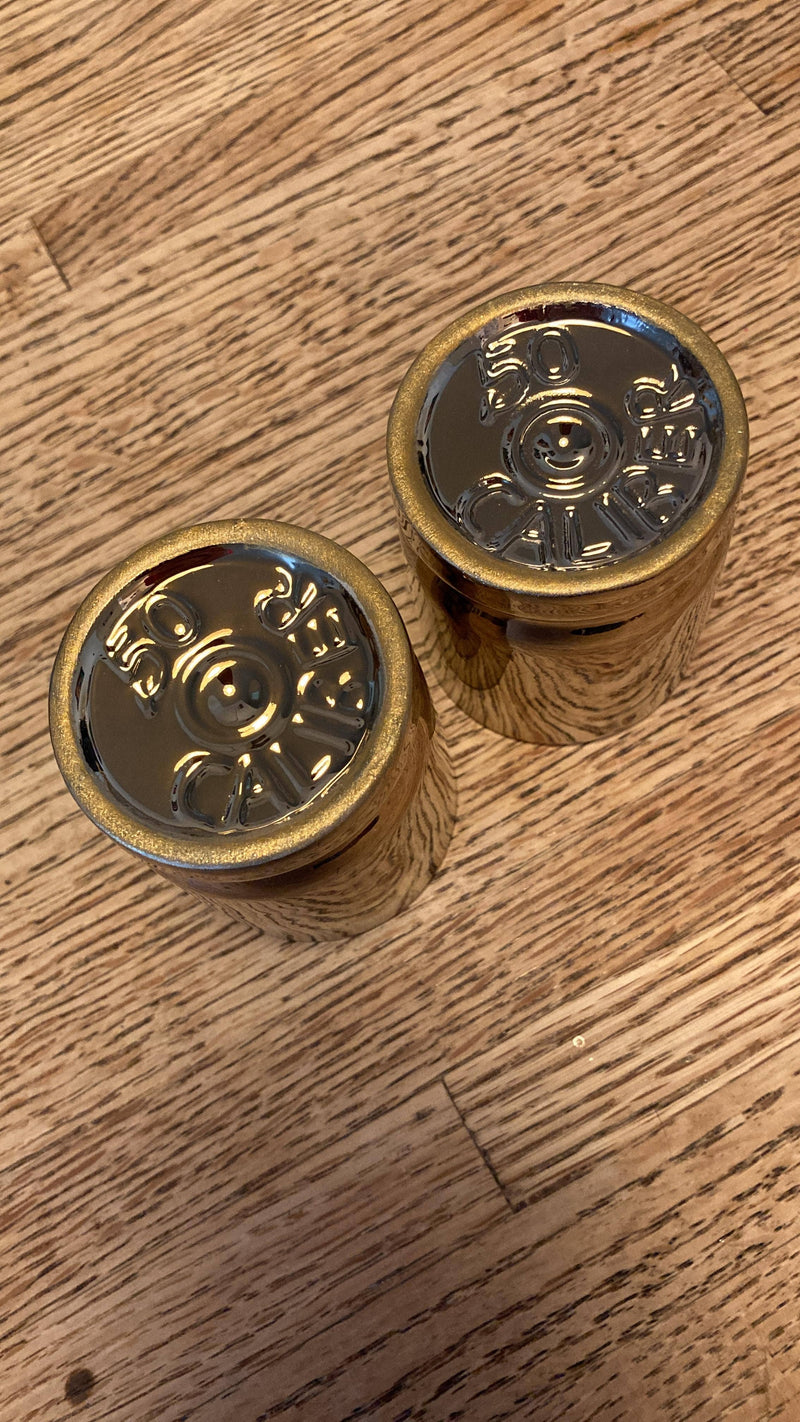 50 Caliber Brass Ceramic Shot Glasses | Set of 2 | Old Southern Brass