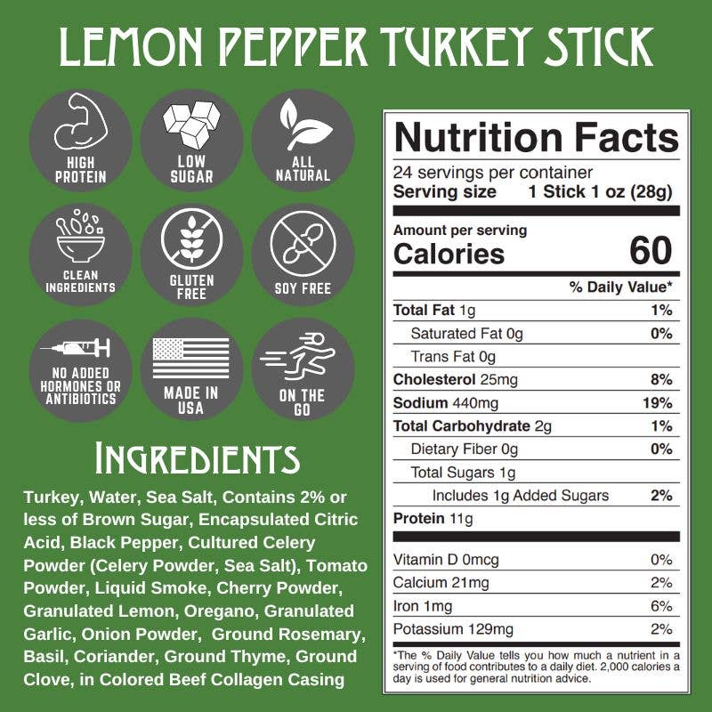Lemon Pepper Turkey Stick | Righteous Felon