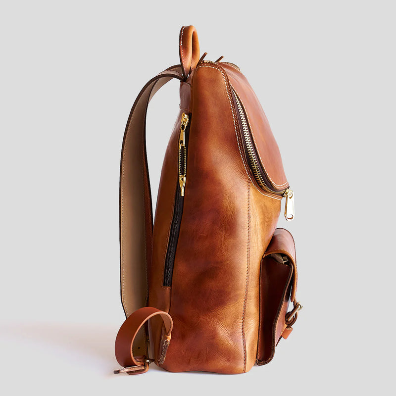 brown leather backpack with zipper Coronado Leather | No.750 Top-Zip Backpack