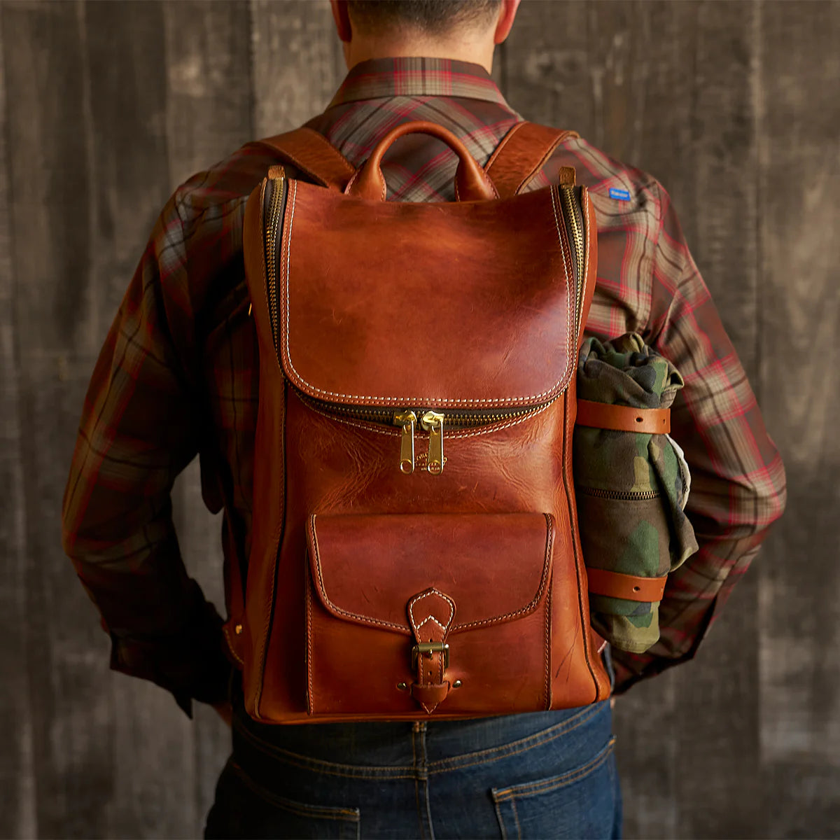 Americana Zip Top Backpack #750 | Tan | Coronado Leather