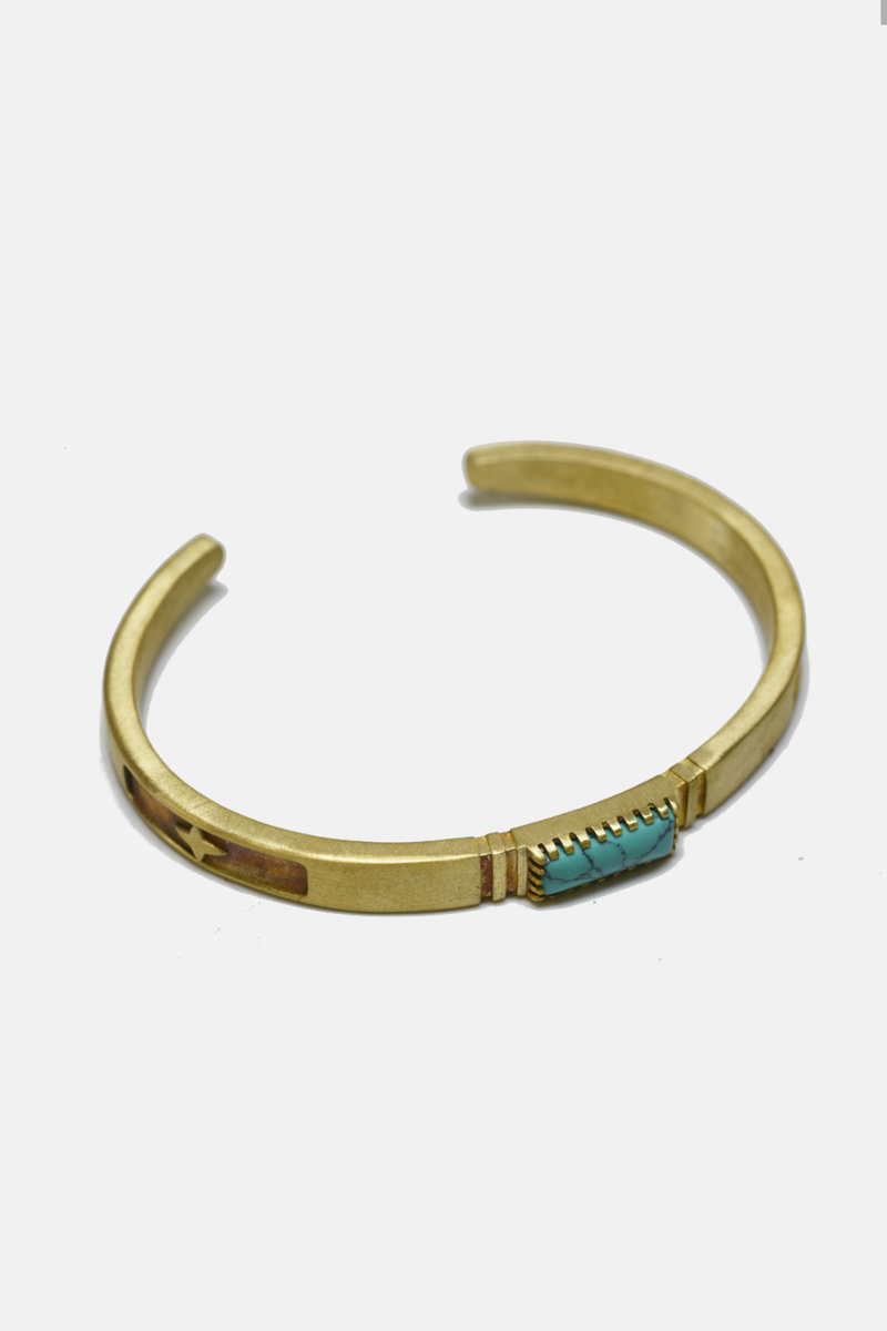 Turquoise Inlay Bracelet | Brass | Curated Basics