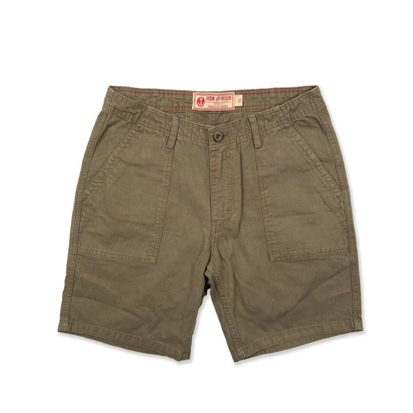 Herringbone Brigade Shorts | Army | Iron & Resin