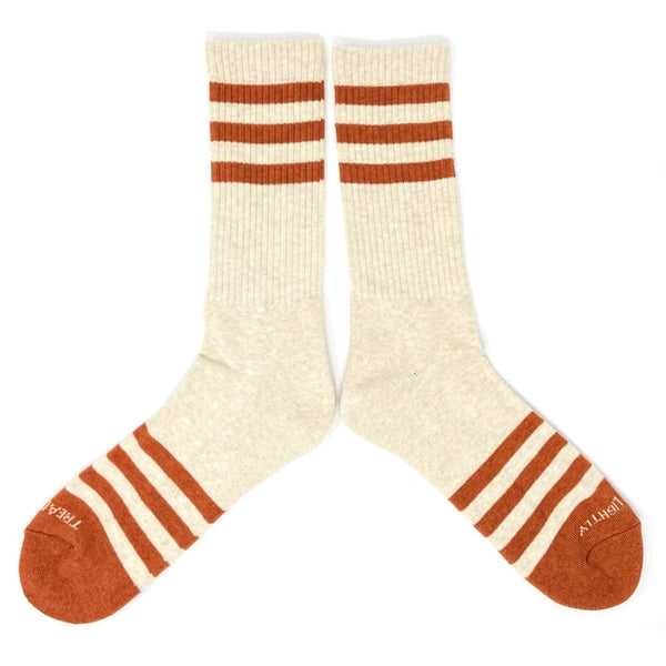 Heather Stripe Sock | Cream and Orange | The Ampal Creative