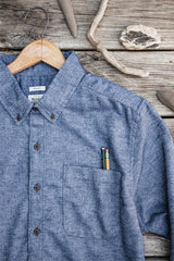 Sutton Slim Shirt | Indigo Herringbone | Bridge & Burn