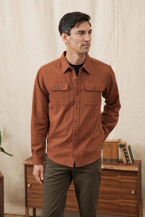 Bedford Shirt | Terracotta Melange | Bridge & Burn