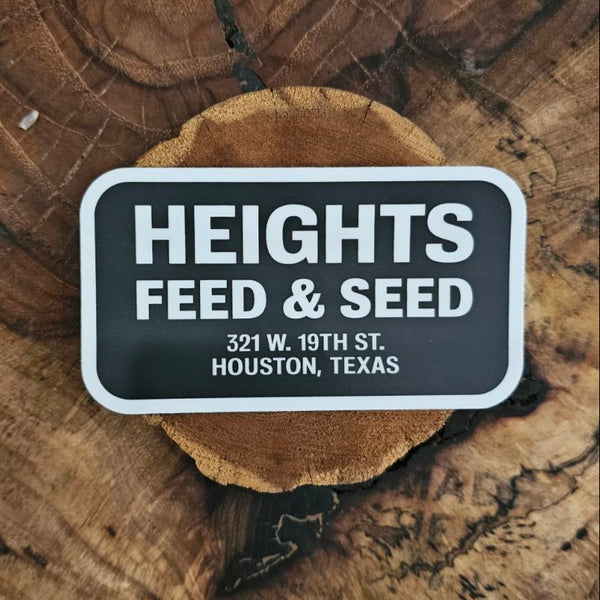 Sticker | Heights Feed & Seed | White & Black | Manready Mercantile