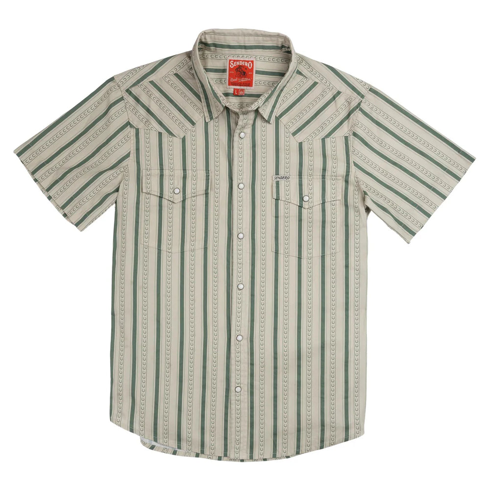 Olive shop 様 The Wyatt Pearl Snap S/S Shirt | Horseshoe Stripe Aloe | Sendero