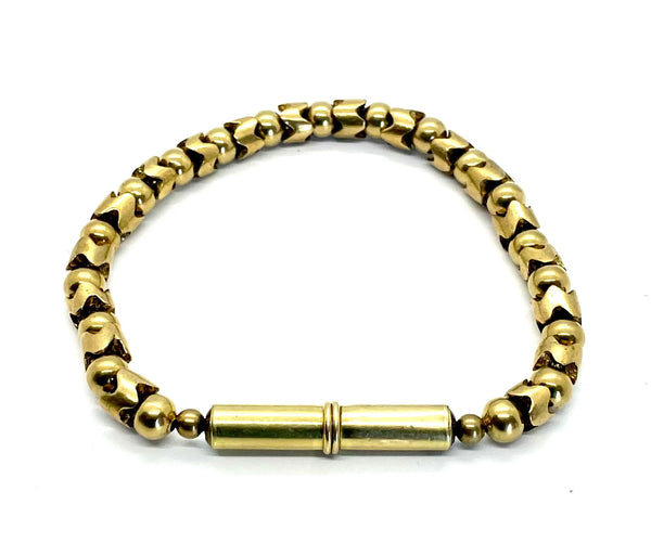 Flint Beaded Single Bracelet | Single-Wrap | .22 Brass | Brass Snake | Tres Cuervos