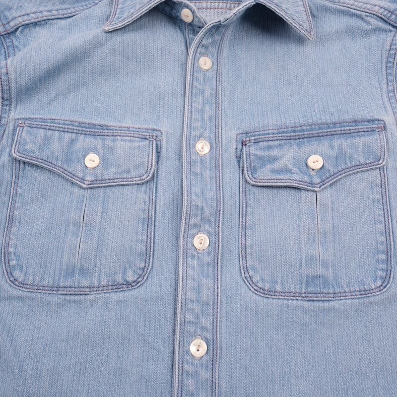 Rancho Shirt | Bleached Indigo Stripe  | Freenote Cloth