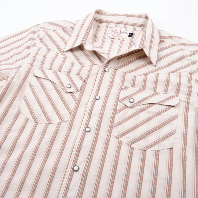 Calico S/S Shirt | Brown Stripe | Freenote Cloth