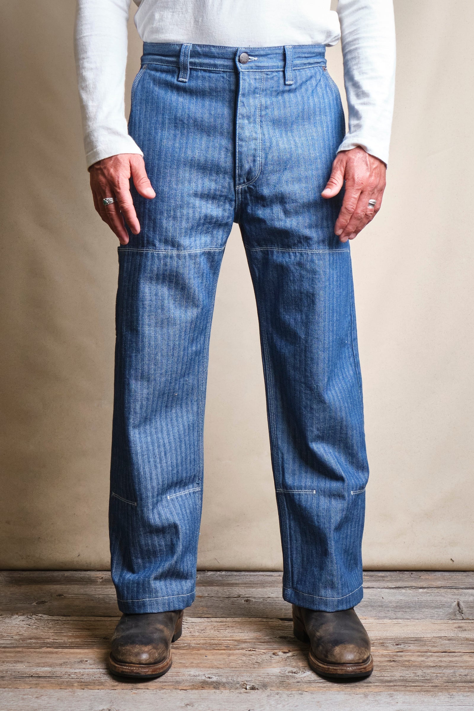 ORTEGA’S シェファードベスト　ブルー Ortega Pant | 13 oz Blue Herringbone | Freenote Cloth – Manready