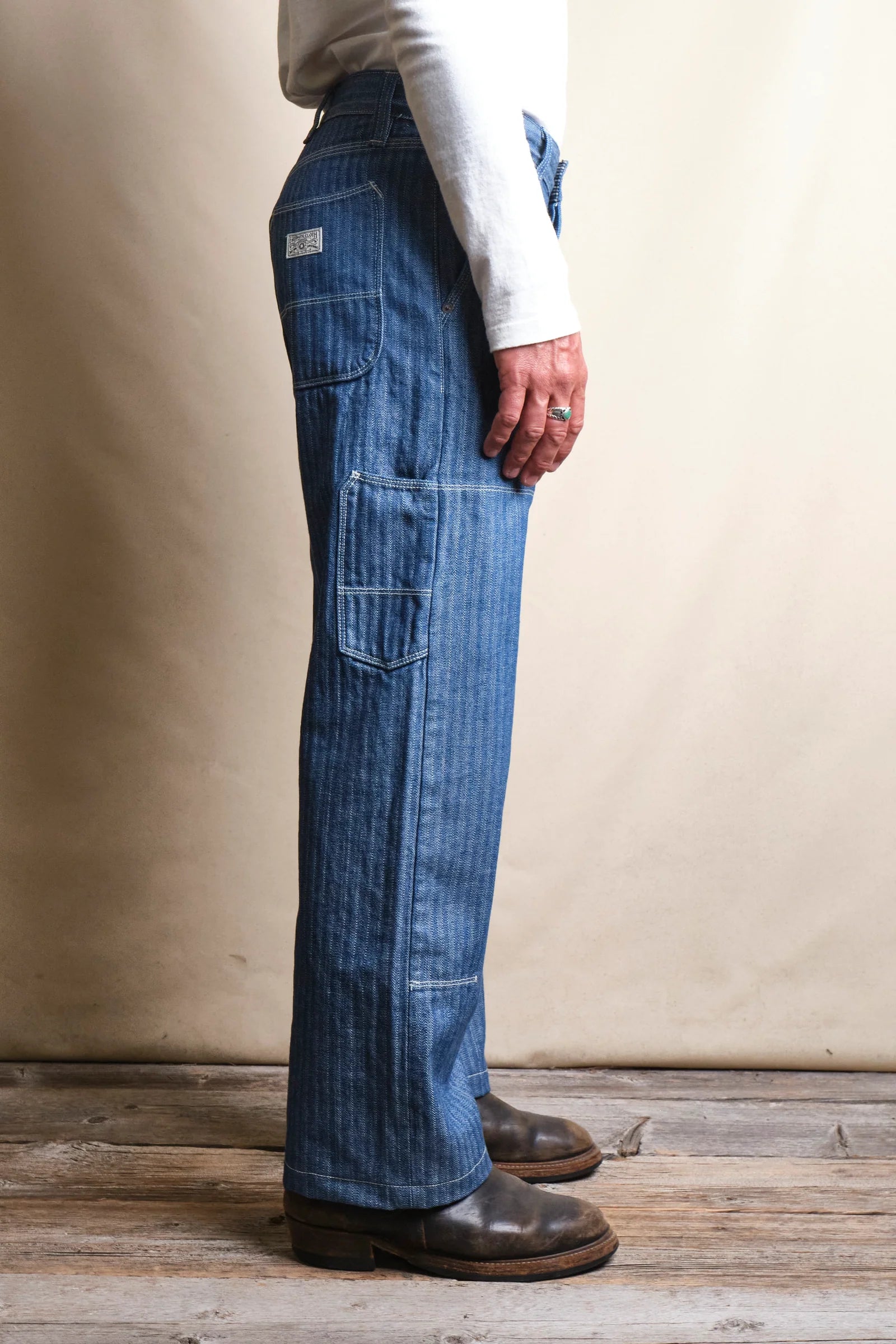 Ortega Pant | 13 oz Blue Herringbone | Freenote Cloth – Manready
