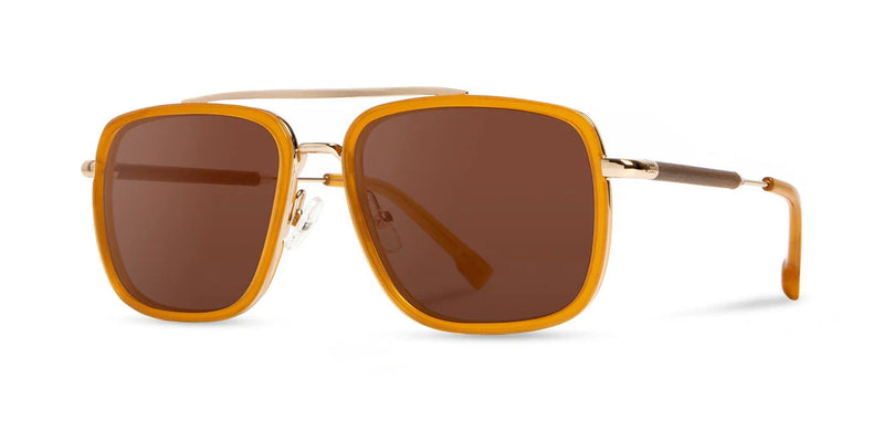 Grant Acetate Sunglasses | Caramel & Gold / Walnut | Brown Fade Polarized | Shwood