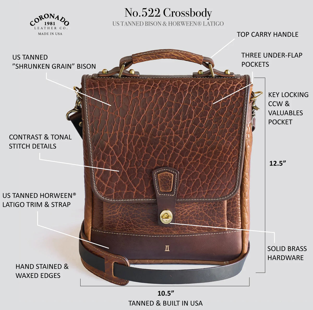 Bison Crossbody #522 | Walnut | Coronado Leather – Manready Mercantile