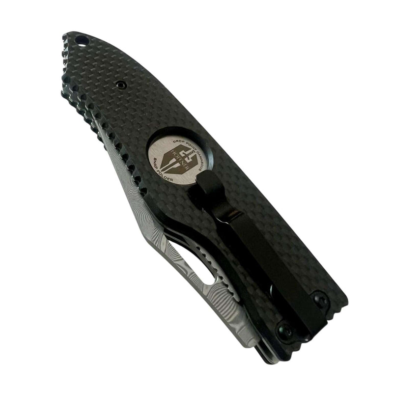 Hoffner Folding Snap Knife | Damascus Blade / Carbon Fiber Grip | Hoffner Knives