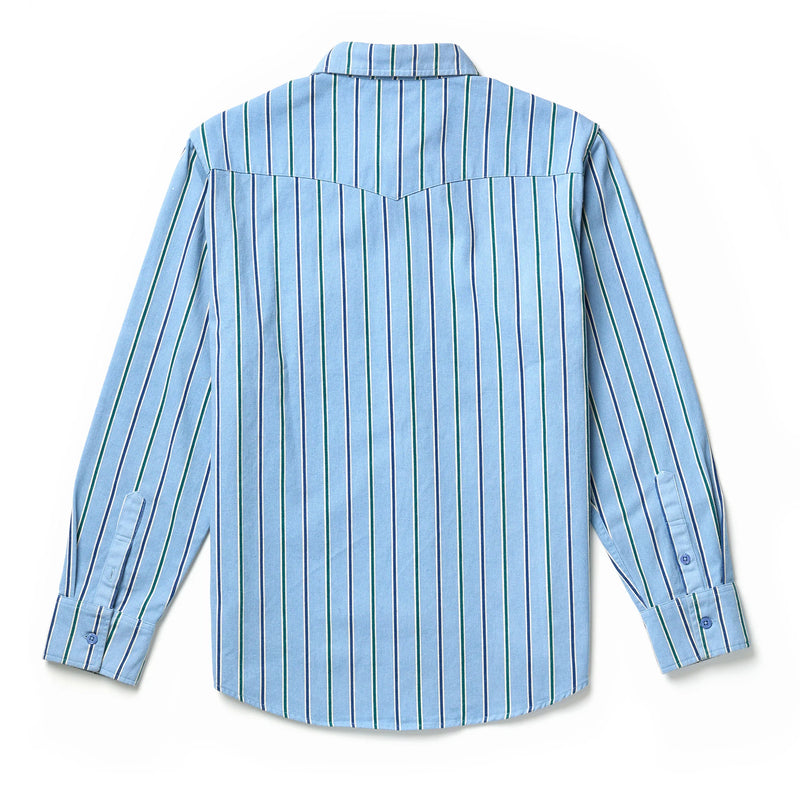 Amarillo L/S Shirt | Steel Blue Stripe | Seager Co.
