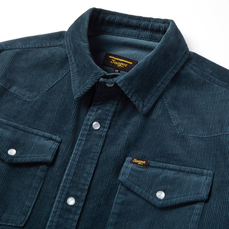Reagan Corduroy Pearl Snap | Stormy Blue | Seager Co.