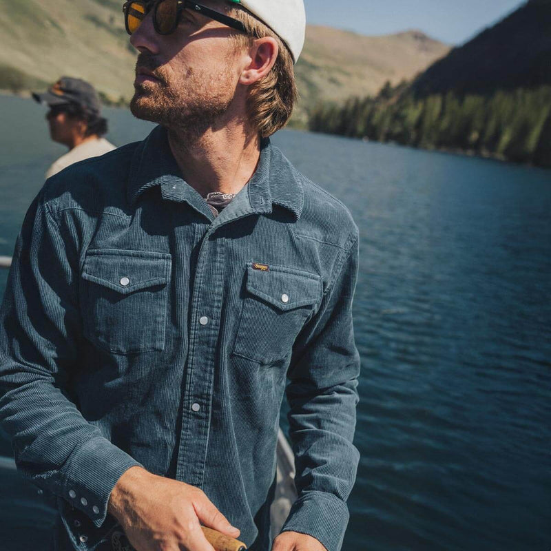 Reagan Corduroy Pearl Snap | Stormy Blue | Seager Co.