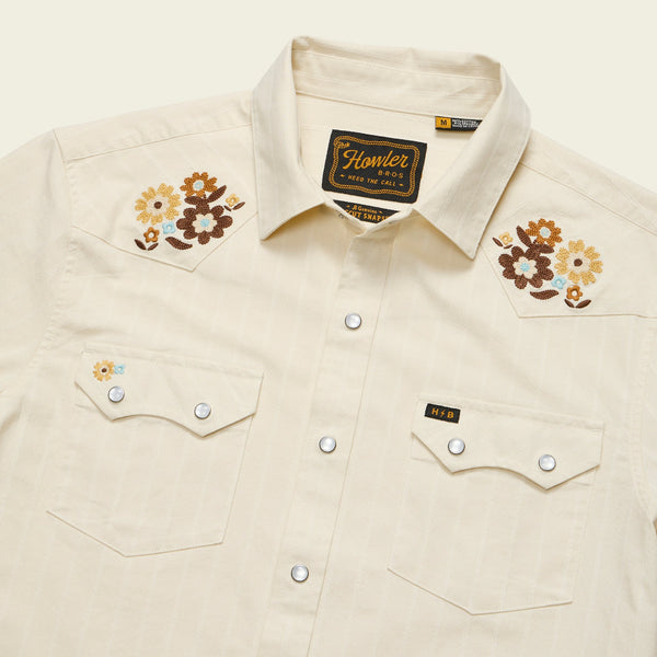 Crosscut Deluxe Shortsleeve Shirt | Flower Power Off White Dobby  | Howler Bros