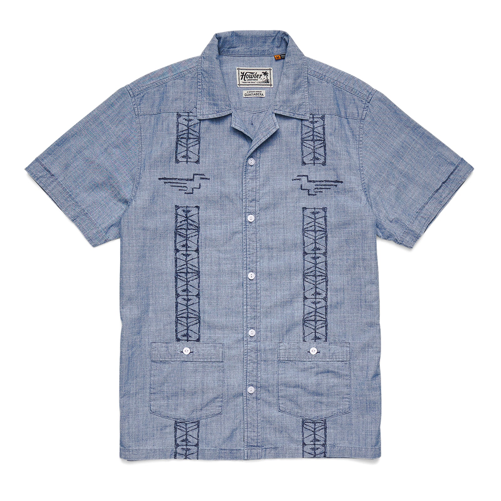 Guayabera Shirt | Pictographs : Washed Indigo Chambray | Howler