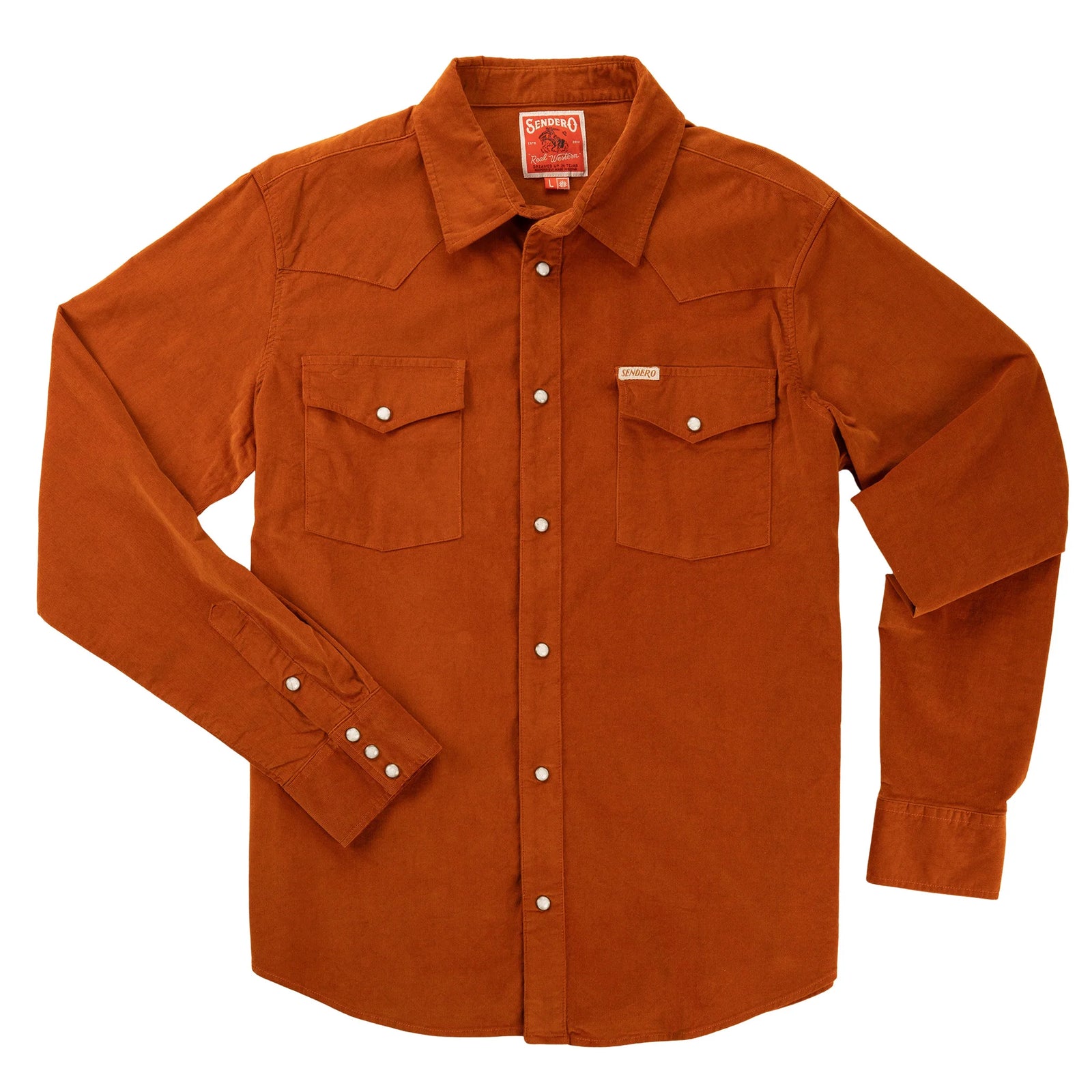 Wyatt Pearl Snap Corduroy Shirt | Burnt Orange | Sendero