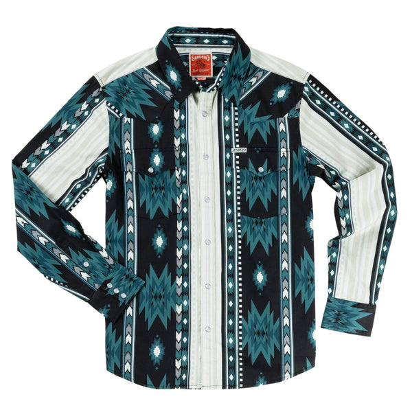 Serape Pearl Snap Shirt | The Oasis - Southwest Stripe | Sendero Provisions Co