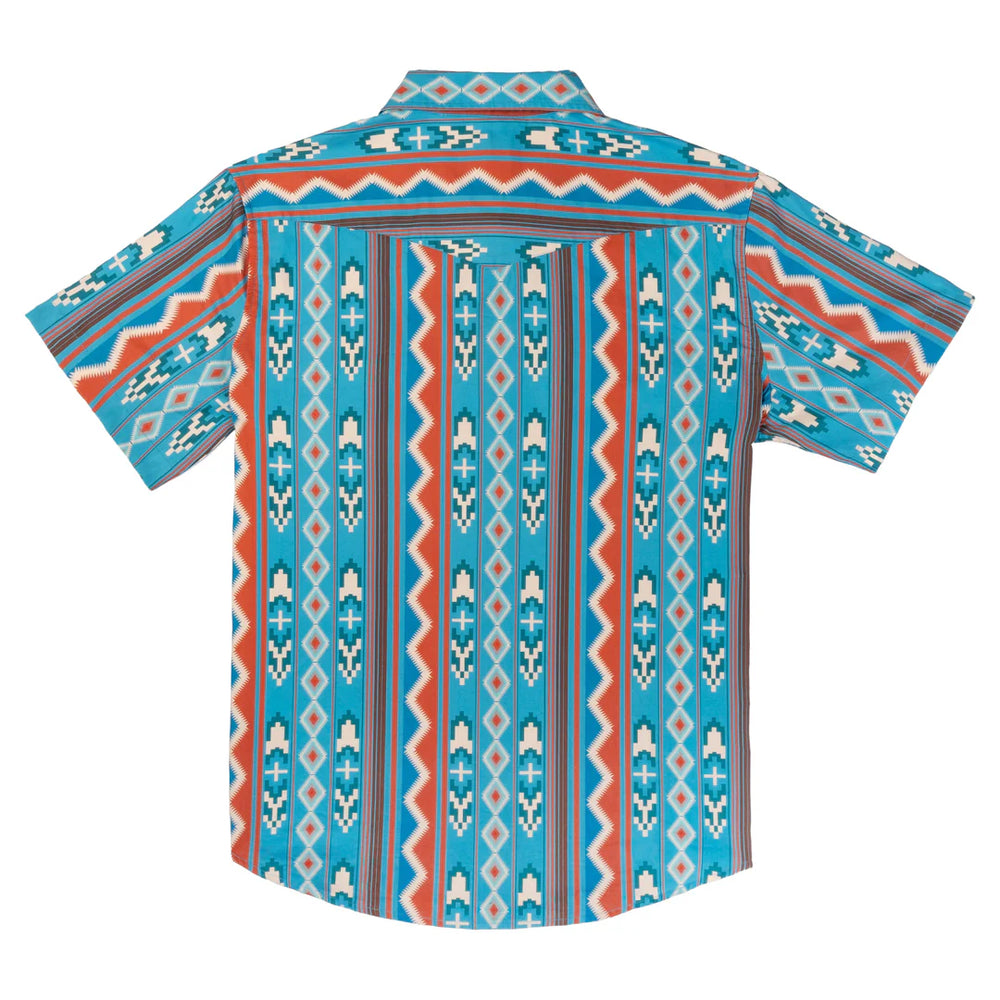 The Wyatt Pearl Snap S/S Solid Shirt | Nogales Stripe Turquiose