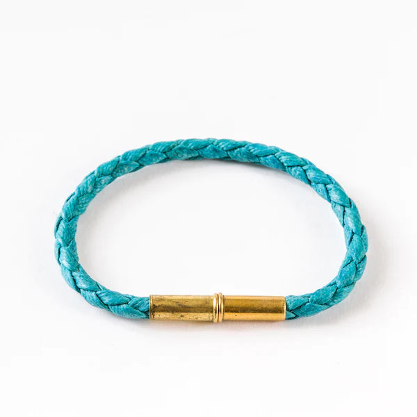 Flint Bracelet | Leather Braided .22 | Turquoise Single Wrap | Tres Cuervos